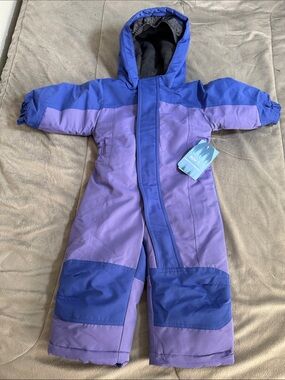 NWT Pulse kids unisex Purple and Royal Blue Kids Hooded Winter Snowsuit Sz 12 M